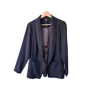 Torrid Blazer Jacket Coat Black Shawl Collar Open Front Stretch Size 00 Large